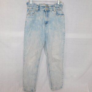 Bluenotes Womens XL Light Blue High Rise PaperBag Waist Mom Jeans